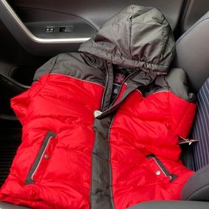 Swiss Tech Boys Red & Black Puffer Hooded Winter Coat Large (10/12) NWT